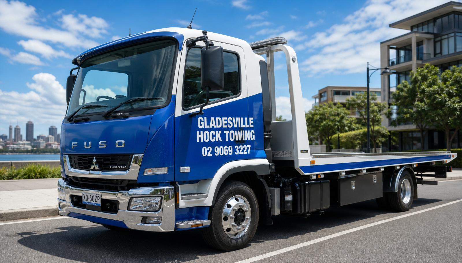 Gladesville Hock Towing flatbed tow truck